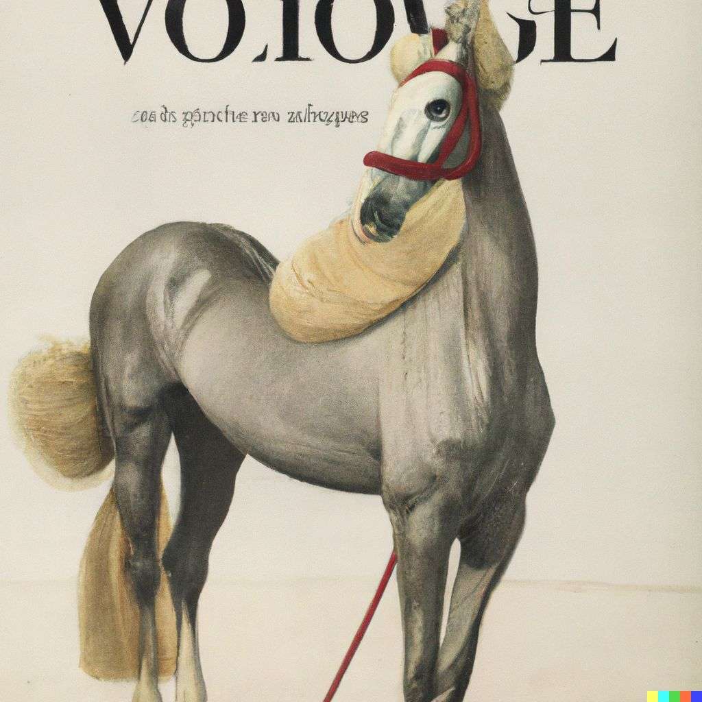 a horse, front cover of Vogue, 1950